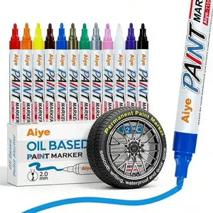 Car Wheel Paint Marker Pen,12Pcs Permanent Oil-Based Waterproof Markers Pens - Quick-Dry,Fade-Resistant,Easy Application,Multi-Purpose Art Creation,Tire Coating Maintenance,DIY Custom Lettering Auto Detailing Tool.Professional Car Exterior Accessory Gift