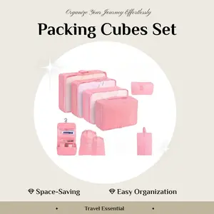 8 Pieces, 1 Organized Suitcase – Packing Cubes Set with Shoe Bag, Travel Luggage Organizer for Clothes Storage, Perfect for Carry-On or Checked Bag