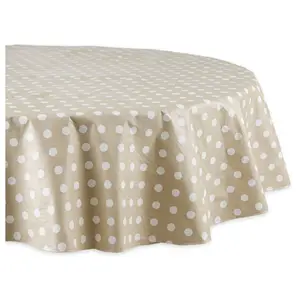 Design Imports Polka Dot Vinyl Tablecloth Natural 70 Round