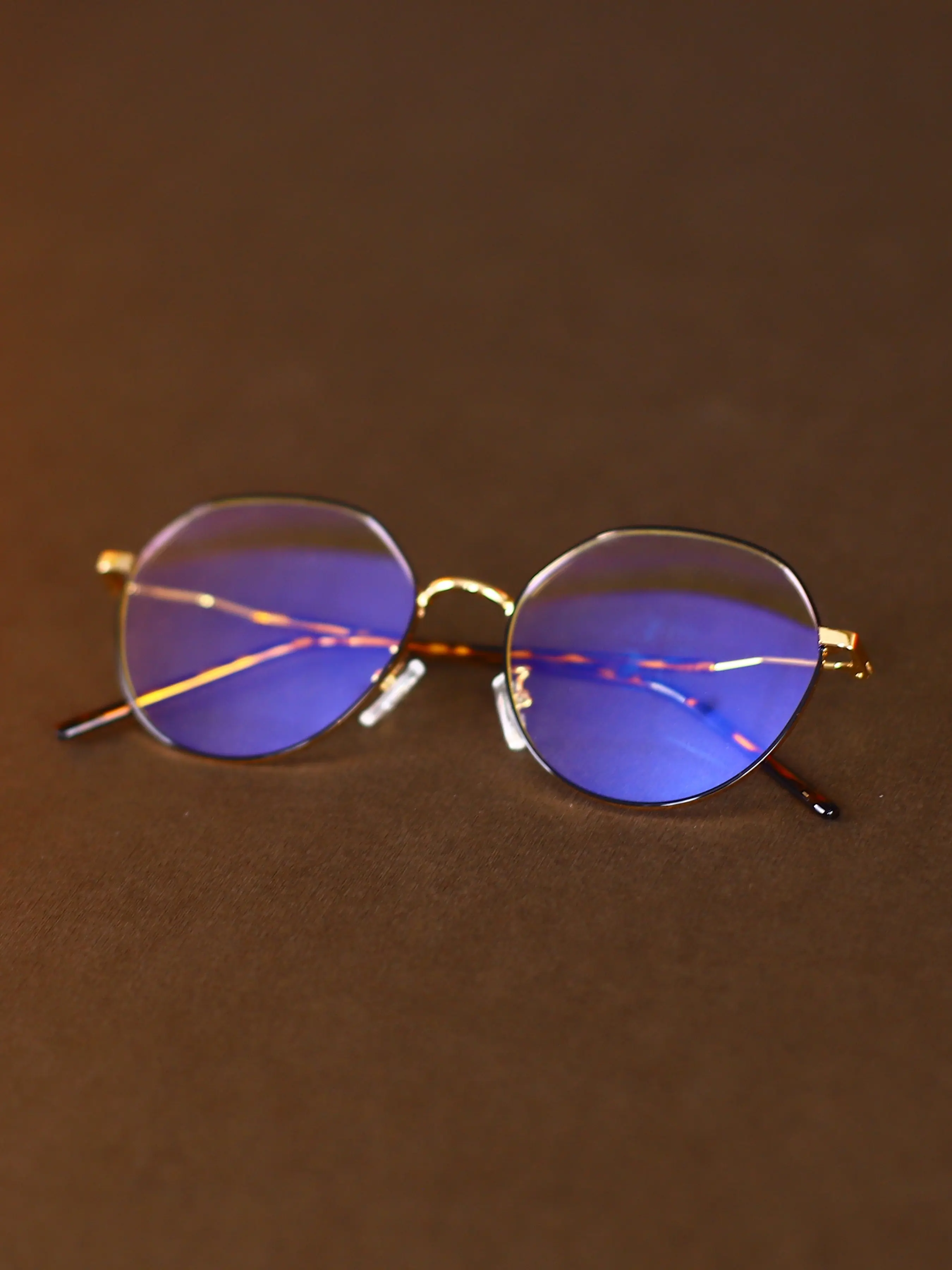Foggy Effect Fashion Glasses, Unisex Retro Round Metal Frame, No Prescription, Breath Pattern Display, Elegant All-Season Accessory