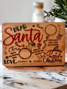 Personalized Santa Cookie Plate - Christmas Eve Cookie Tray- Santa Cookie and Milk Platter- Personalized Cookie Plate