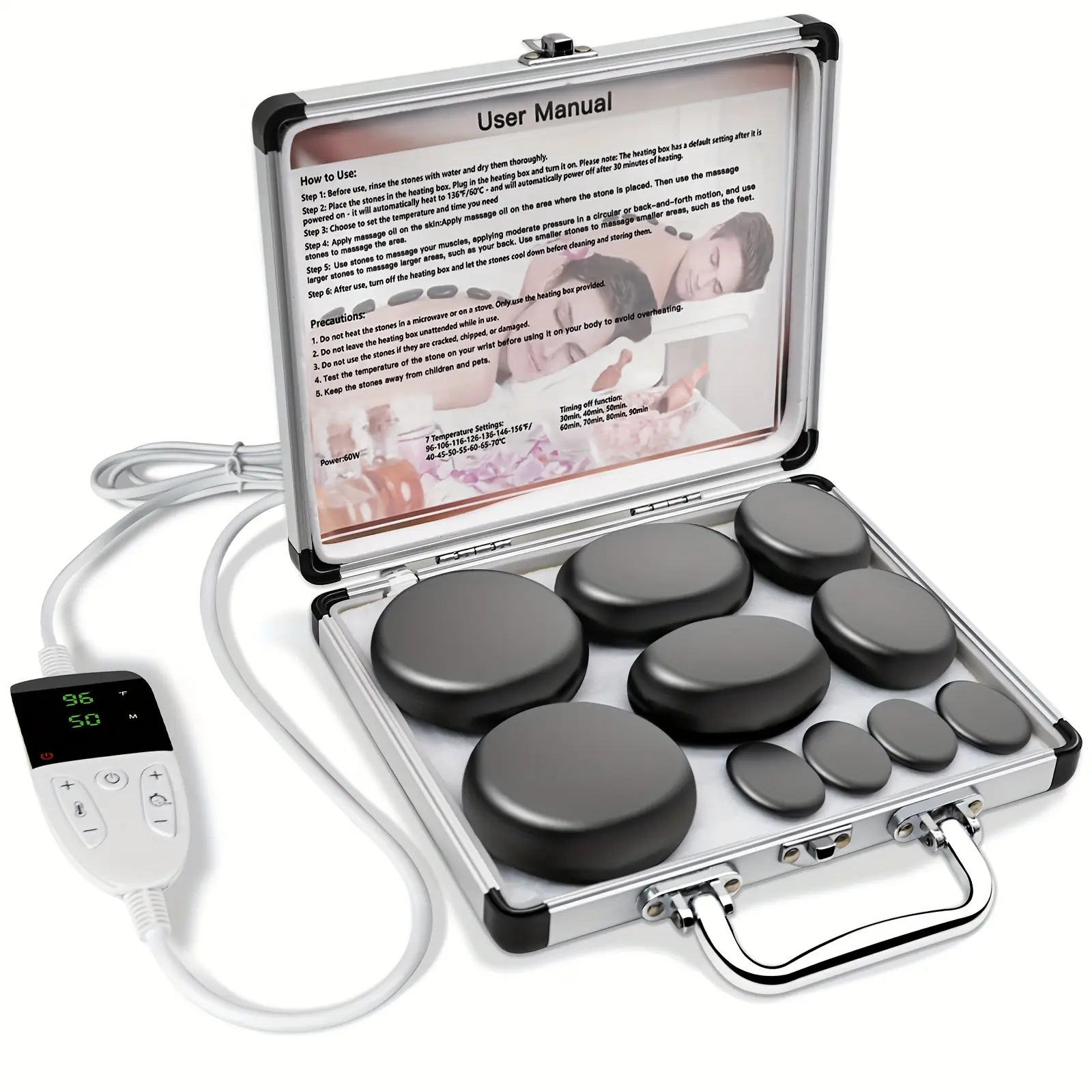 [Temperature Adjustment] Hot Stones Massage Set |   10pcs |   Temperature Adjustment |   Professional Massage Tool for Spa