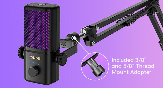 TONOR TCX3 Xbox Gaming Microphone with Boom Arm, RGB Condenser, Fast Charging, Low Noise, Compatible with Capture Card, 1.12 lb, One Tap Mute