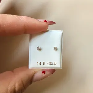 14k Solid Yellow Gold Basket Set Earrings