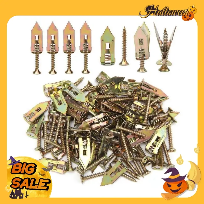 60pcs Self-Drilling Anchors Screws Drywall Anchors Kit No Drill Needed Hold 66LB for Wall Hanging Serrated Design Zinc Plating Durable Expansion Desig