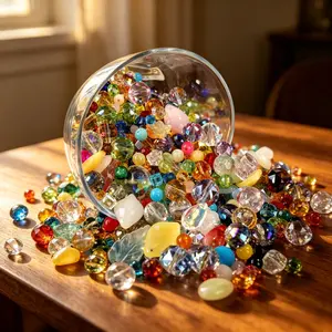 A box of 105gMixed Color Glass Beads - Essential for Bead and Jewelry Making - Beads for DIY Bracelet, Necklace, and Jewelry Making Projects with Vibrant Colors and Rainbow Effects