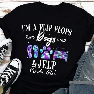 Jeep T Shirt I'm A Flip Flops Dogs & Jeep Kinda Girl, Jeep Girl Shirts