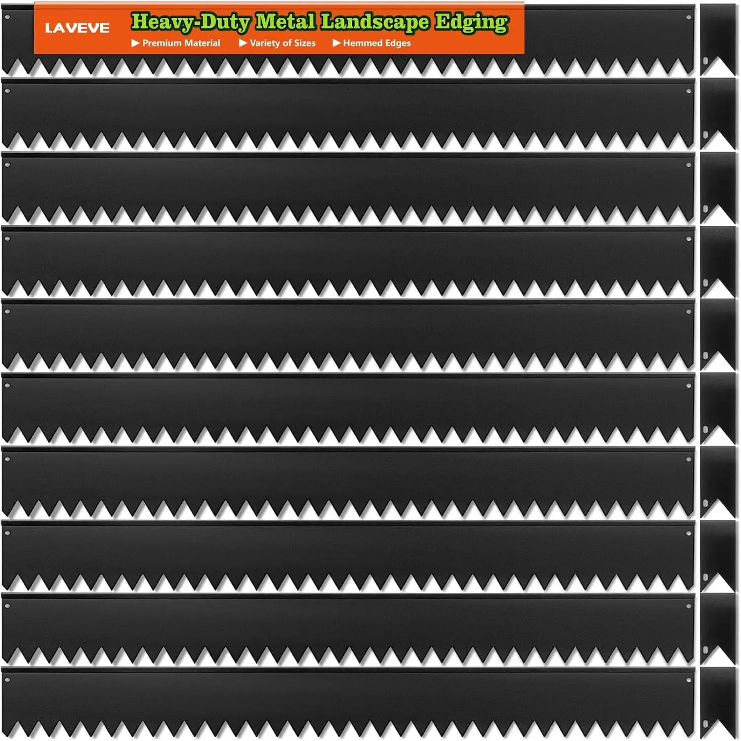 Landscape Edging Galvanized Black,-in Edging Border with Clips, Suitable for Fence, Paver Edging, Lawn and Yard