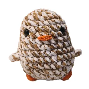 Brown & White Chubby Chick Plushy - Soft Plush Toy with Orange Beak and Black Eyes