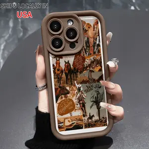[Silicone Phone Case] Shockproof Silicone TPU Phone Case |     Fashion Horse Collage Pattern for iPhone 17 16 Pro Max 15 Plus 14 13 12 11 XR XS |     Soft Cover with Drop Protection Cellphone Protector Smartphone Casing
