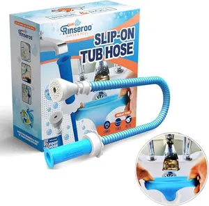Slip-On Bathtub Faucet Sprayer Attachment. Ultra-Flex Dog Shower Hose Adapter Portable Hose Attachment with Sprayer Pet Showerhead Attach Tub Spout 5 Foot Hose. No Install for Speedy Washing