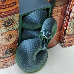 Printed Snake  Decor -  Bookshelf Sculpture for , Office, and Reptile Theme Enthusiasts (Blended Green Gradient)