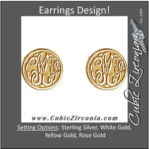 Cubic Zirconia Earrings- 10mm 3-Letter Script Monogram