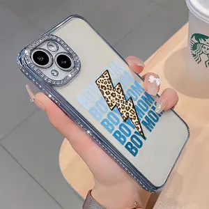 Lightning MAMA BOY  luxury rhinestone decor phone case for iPhone 17 17air 17pro 17promax 16 15 14 13 12 11 plus pro Max shockproof camera protector full protective cover