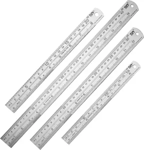 Ruler Metal Straight Edge Stainless Steel Ruler 6 Inch 8 Inch 12 Inch 16 Inch Ruler Set Rulers Bulk Set of 4