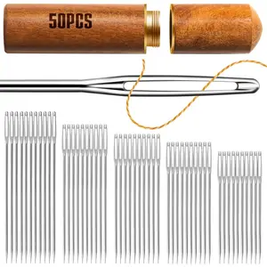 50 count Large Eye Embroidery , 5 Sizes, Stainless Steel Yarn Knitting  for Hand Sewing (Pointed)