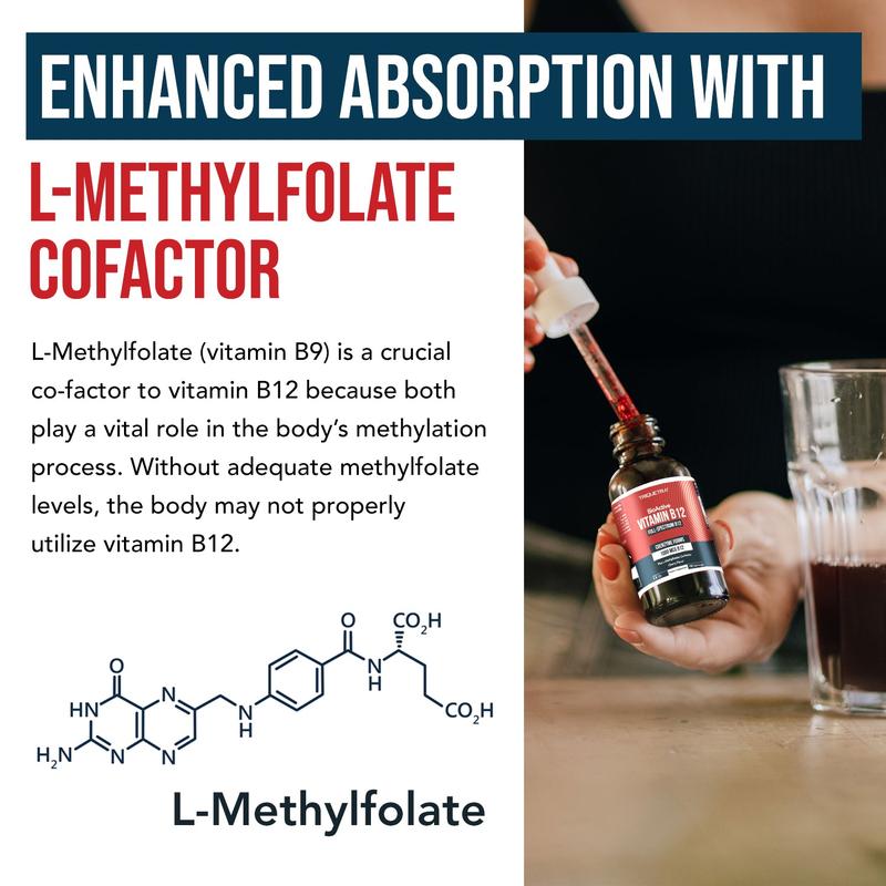 BioActive B12 1000 mcg - 3 Forms + Methylfolate | Sublingual, Cherry Flavor, Organic, Vegan (180 Servings) Healthcare Vitamin Fitness Edible