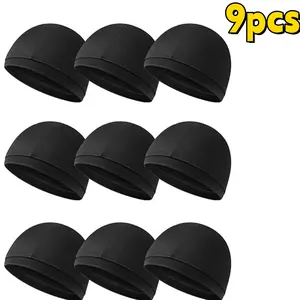 9pcs Cooling Skull Cap Camo Liner Sweat Wicking Cap Lightweight Cycling Cap Running Head Cap for Men Women