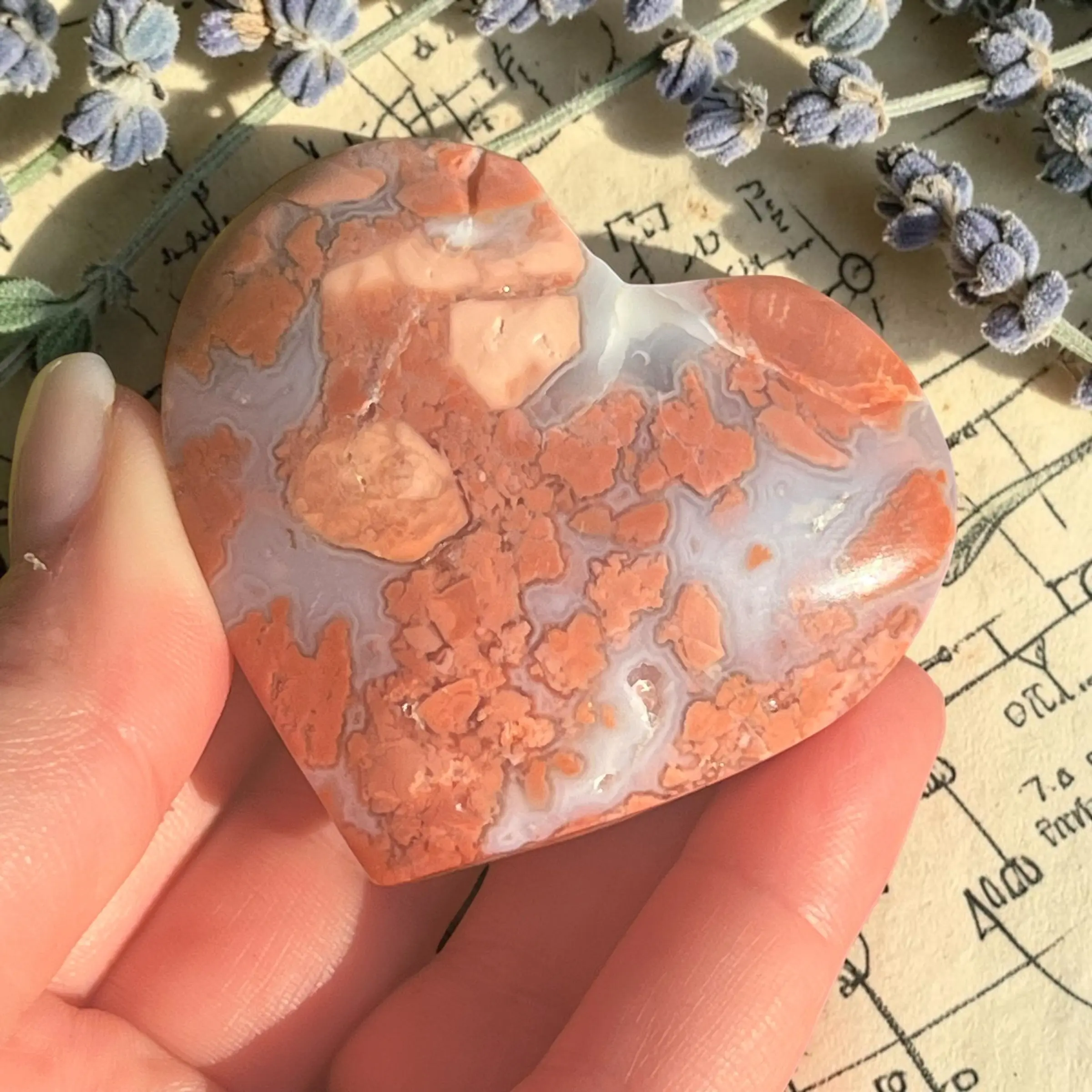 Pink Agate Crystal Heart Carving