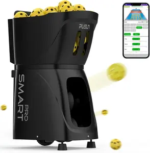 PUSUN PP-Smart Pro Pickleball Machine Portable Launcher with 100+ Ball Capacity 5–7H Battery App & Remote 20–70 mph 1.6–6s/Ball 10 Modes 20 Landing Points for Intermediate to Advanced Players