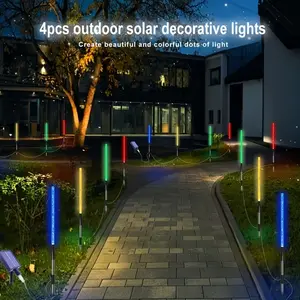 4pcs Solar Bubble LED Ground Lights, Garden Ground Light, IP55 Acrylic Ambient Lights, RGB Multicolor Illumination, Smart Light Control, Suitable for Courtyard, Lawn Lights, Patio Lights, Outdoor Landscape Lighting, Outdoor Lights