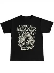 Medusa Gorgon Shirt, Greek Mythology Satire Style, Aesthetic Oddity Clothing, Adult Humorous Funny Fitted Casual Graphic Short Round Neck T-Shirt, Unisex Polyester Soft Comfortable Top