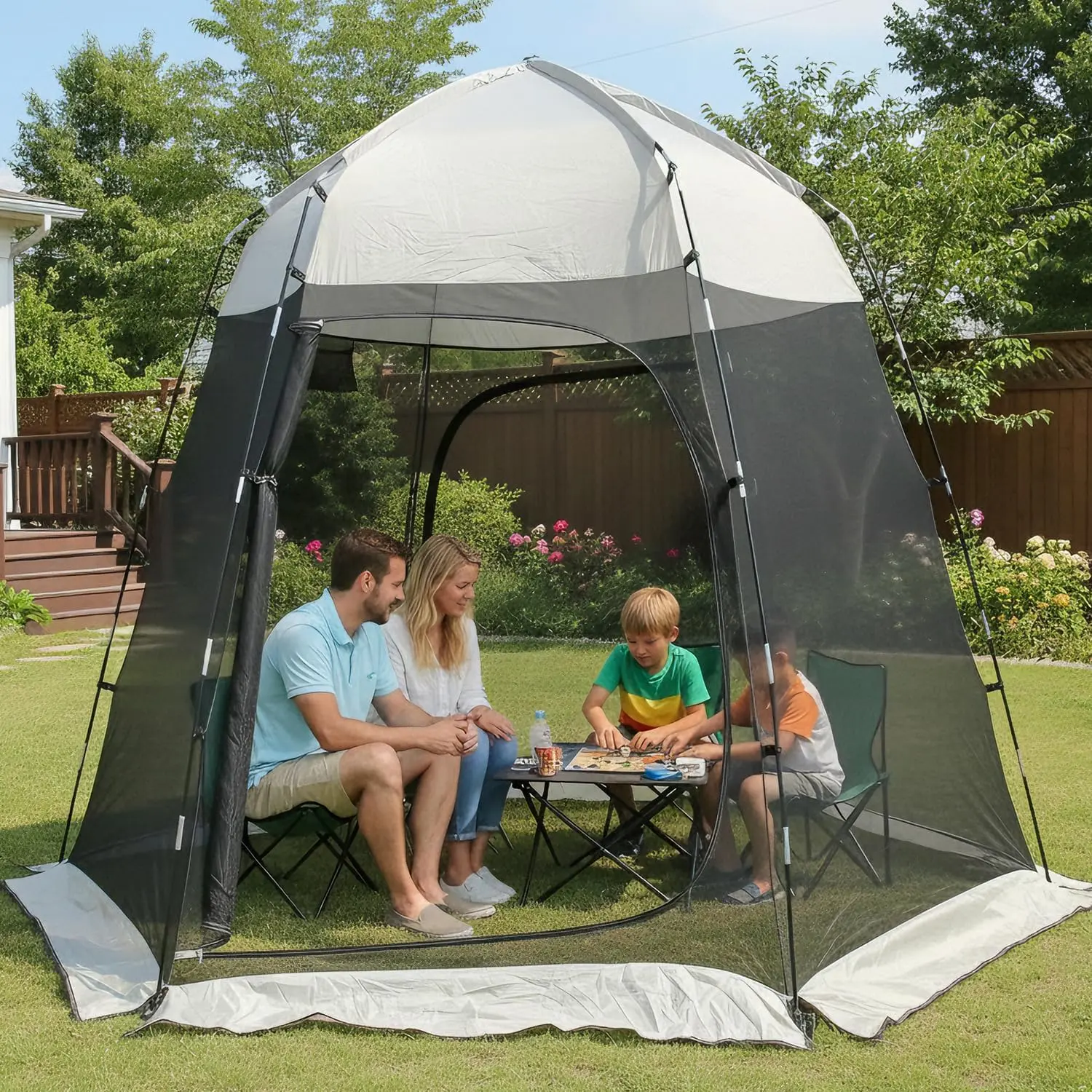 Abahub Screen House Tent for 4 Person, 9.2x9.2x6.6 ft, Portable Screen Room Gazebo, Manual Setup Mosquito Tent Canopy, Camping Backyard Patio, Breathable High-Density Mesh, Full Enclosure Protection adventure enthusiast bubble tent