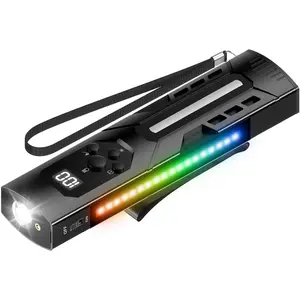 4-in-1 EDC Flat Flashlight, 1200 Lumens Rechargeable with RGB Side Light & Green Beam, LED Display, USB-C, Pocket Flashlight for Work, Outdoor , Camping