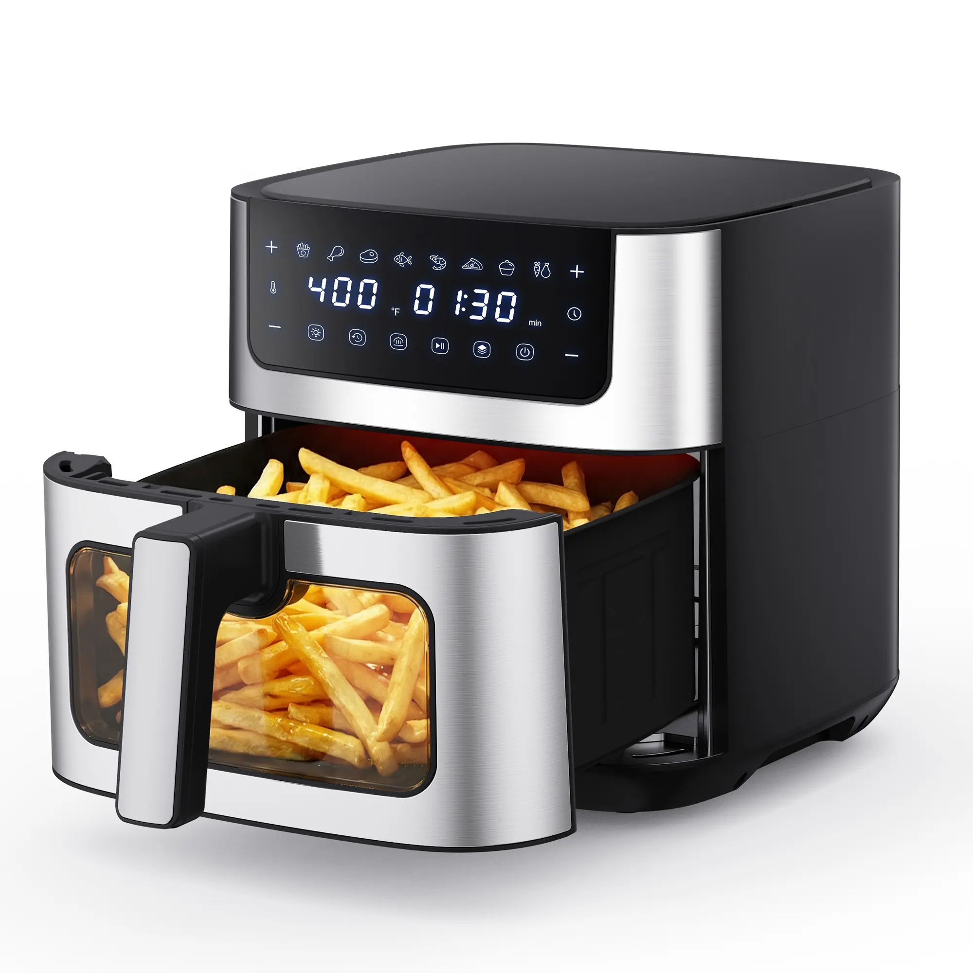 Sweetcrispy 6.34QT Stainless Steel Air Fryer - Kitchen Appliance, Kitchen Supplies with 8 Food Presets, 400°F Max Heat, Adjustable Settings, 90-Min Timer, Nonstick Dishwasher Safe Basket, Auto Shut-Off, Long-Lasting Performance (Air Fry, Roast, Bake) Sweetcrispy 6.34QT Stainless Steel Air Fryer - Kitchen Appliance, Kitchen Supplies with 8 Food Presets, 400°F Max Heat, Adjustable Settings, 90-Min Timer, Nonstick Dishwasher Safe Basket, Auto Shut-Off, Long-Lasting Performance (Air Fry, Roast, Bake)