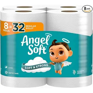 Toilet Paper, 8 Mega Rolls - 32 Regular Rolls, Soft and Strong Toilet Tissue