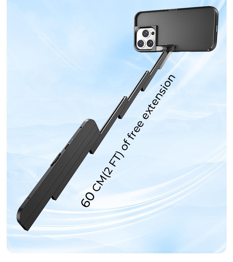Bluetooth & Extendable Selfie Stick Phone Case for iPhone 16/15/14/13, Shockproof Protection, ABS+Alloy – Handheld for Concerts & Travel Smartphone