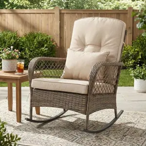 Cozy Outdoor Patio Lounge Chair with Cushions, All-Weather Outdoor Furniture Perfect for Backyard & Lawn, Single Seating