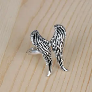 New Angel Wings Feather Ring Vintage Open Ring Jewelry