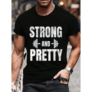 100% Cotton Strong And Pretty - Gym Strongman Workout Fitness Design T-Shirt Women's Men's Graphic Tee Causal Tops Fashion