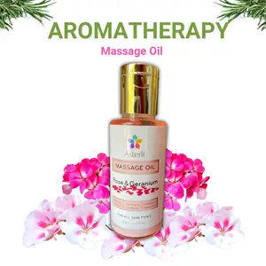 Aromatherapy Rose Geranium Massage Oil for body | Relive Stress Sore Muscles | Massage Oil Hydrating | Maderotherapy Massage oil Massage Oil