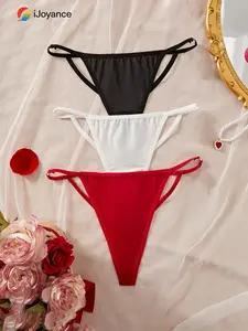 Women's matte hollowed-out triangle underwear set, featuring black, white and red color designs, with belt decoration style, hollowed-out soft-textured fabric, exquisite and unique style, fits the body shape, suitable for various daily wear scenarios.