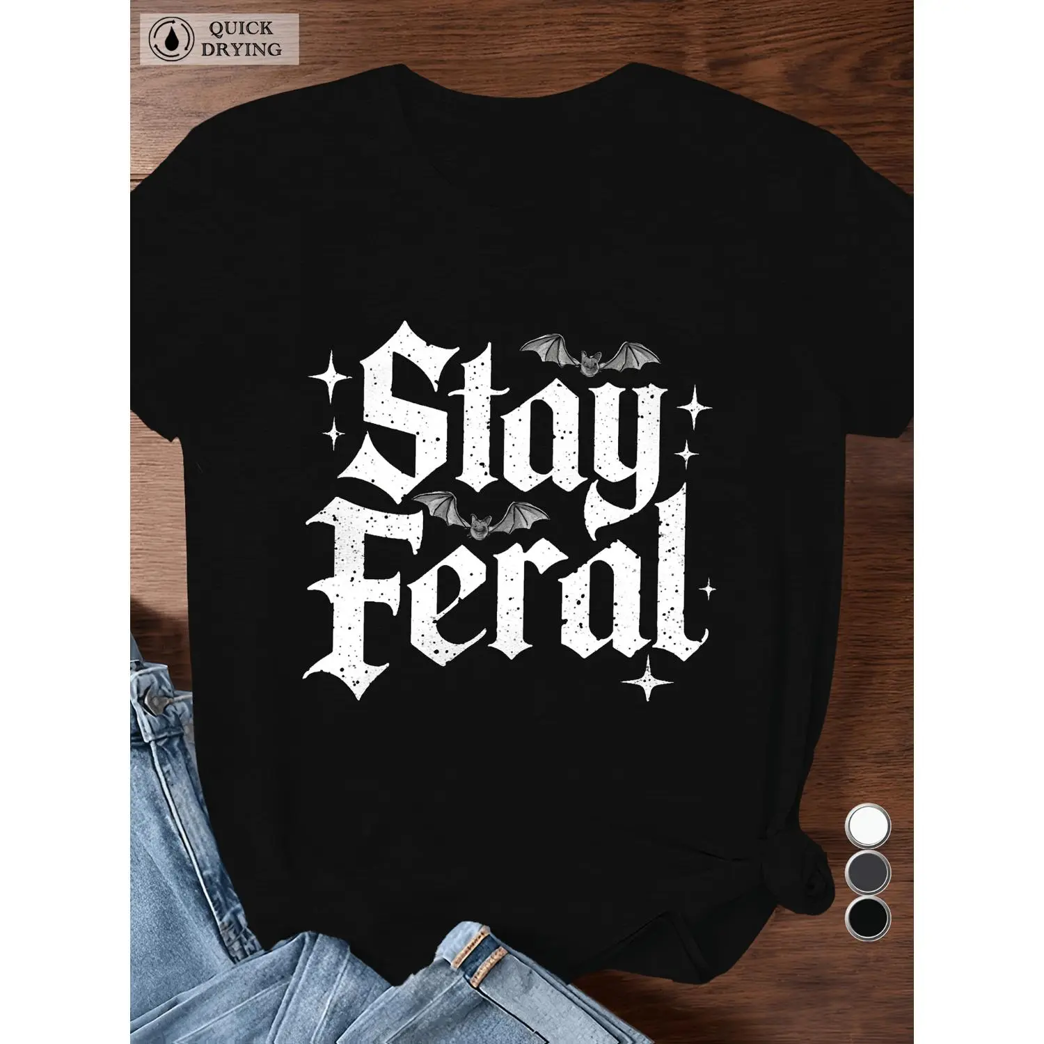Embrace the Feral Gothic Aesthetic with Plus Size Women's Short Sleeve Sports T shirt