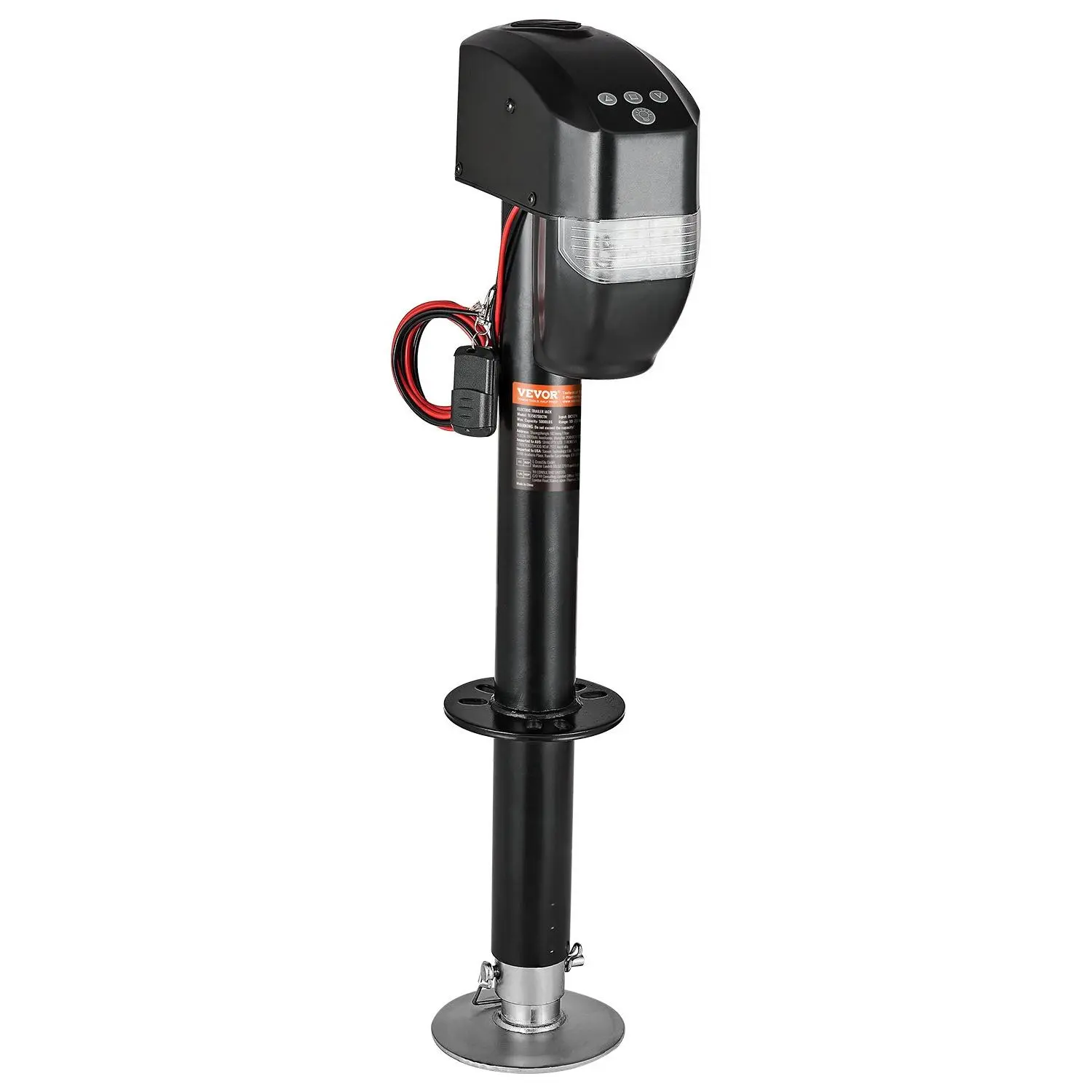VEVOR Galvanized Steel Electric Trailer Jack, 5000 lbs Heavy Duty Model with 2-Way Connector, Remote Control, Crank Handle, Weatherproof Cover, 10-28.3 in Lift, LED Work Light for Horse, RV, Utility Trailers