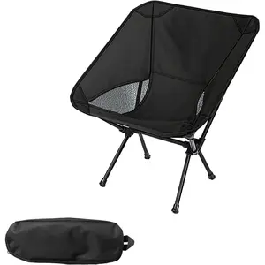 Portable Camping Chair Lightweight Foldable Outdoor Chair for Hiking Camp Backpacking Lawn Beach Fishing Picnic with Carry Bag (Black)