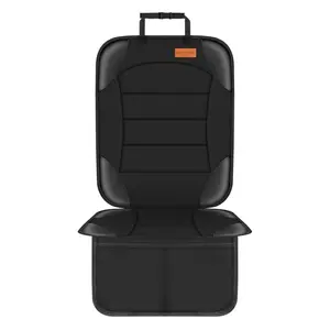 Car Seat Protector for Child Car Seat,Waterproof Car Seat Cover for Leather and Fabric Seats, 2 Mesh Pockets, Non-Slip Bottom,Thick Padding Cushion (Black)