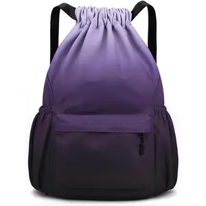 Waterproof Drawstring Gym Bag with Zipper Pocket - Durable Cinch Sack for Sports & PE Daypack pad bag