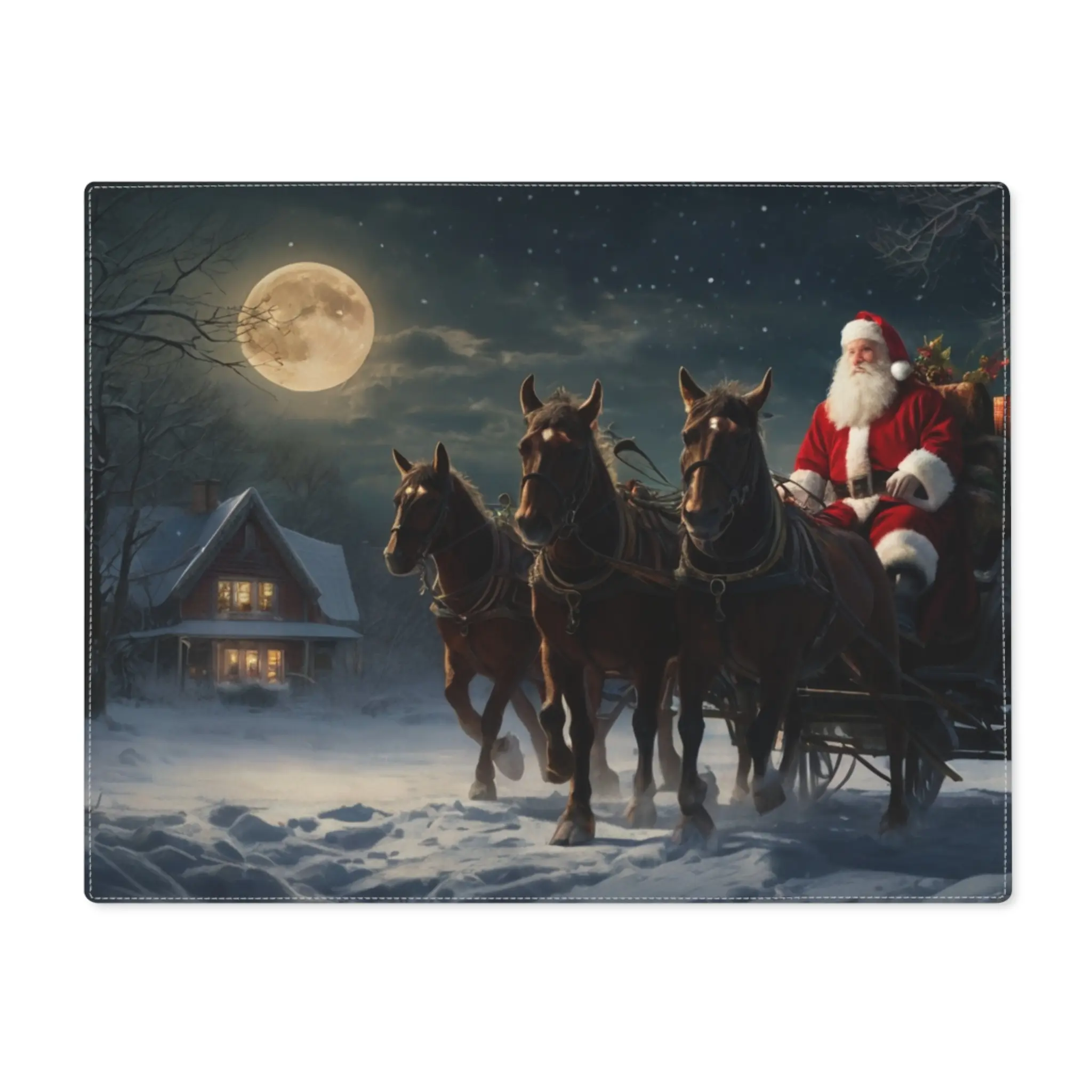 A Christmas Santa Placemat, Holiday Table Decoration, Festive Dining Accessory, Xmas Dinner Setting, Kitchen Decor