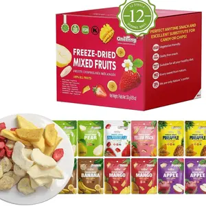 ONETANG Freeze-Dried Mixed Fruit, 12 Pack Single-Serve Pack, Non GMO, Kosher, No Add Sugar, Gluten free, Vegan, Holiday Gifts, Healthy Snack 0.35 Oz