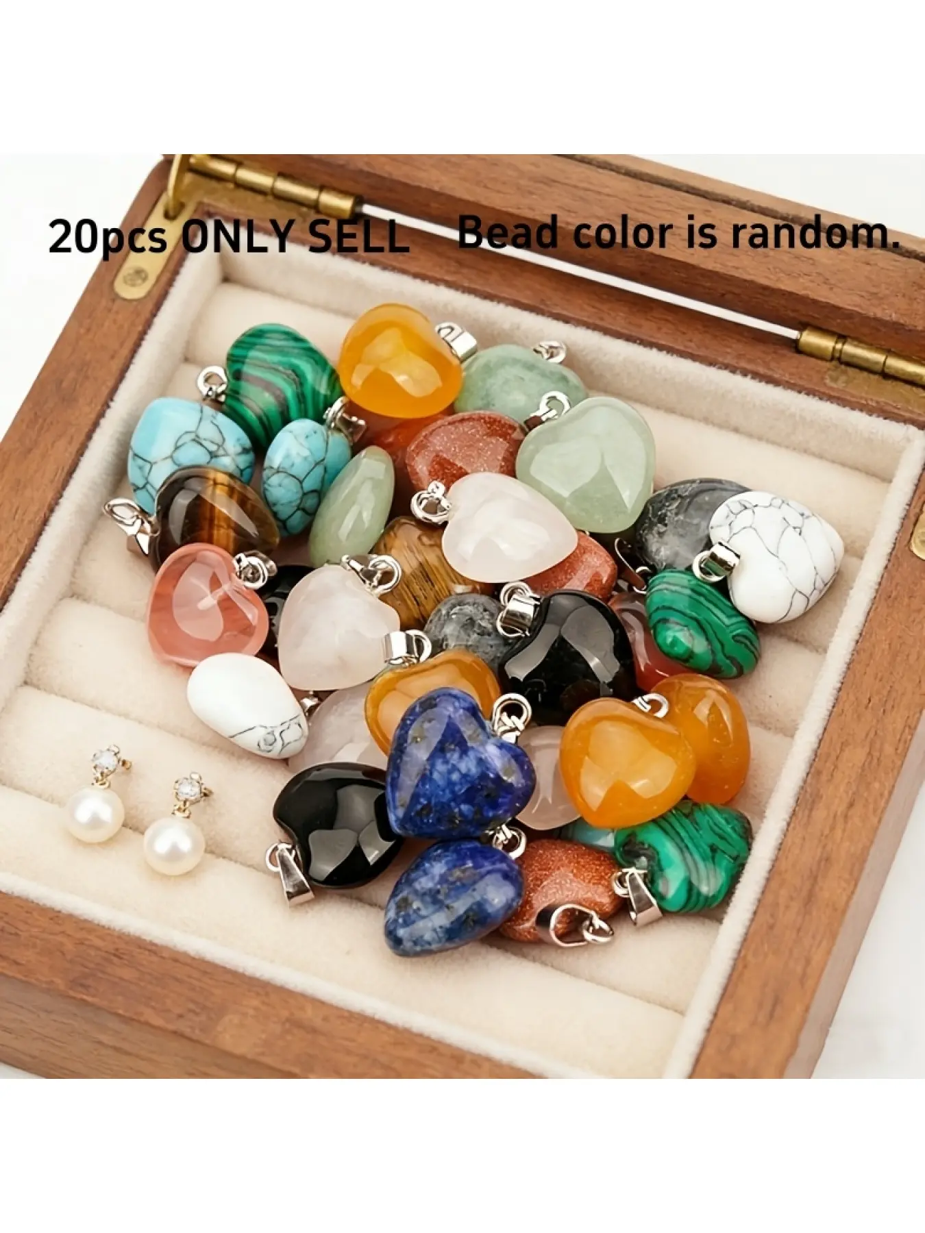 20pcs Natural Crystal Heart Shaped Pendant Crystal Pendants Cute Jewelry for Handmade Lovers Romantic Gift Versatile Trendy Accessories