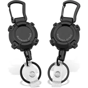 Wonwond_Direct Retractable  2 Pack Heavy Duty Badge Reel, Heavy Duty Carabiner ID Badge Holder Retractable Key Ring, Extendable Key Holder with 31.5" Steel Cord, 9oz