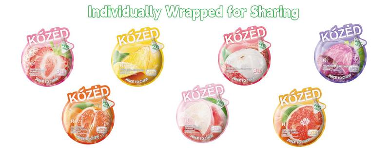 Happy Global Kozed Peelable Gummy Candy 7 Mixed Flavors Variety Pack, Fun Fruity Role Party Snack, Chewy Sweet Treat with Juicy Flavor,Halal-Certified Holiday Gifts