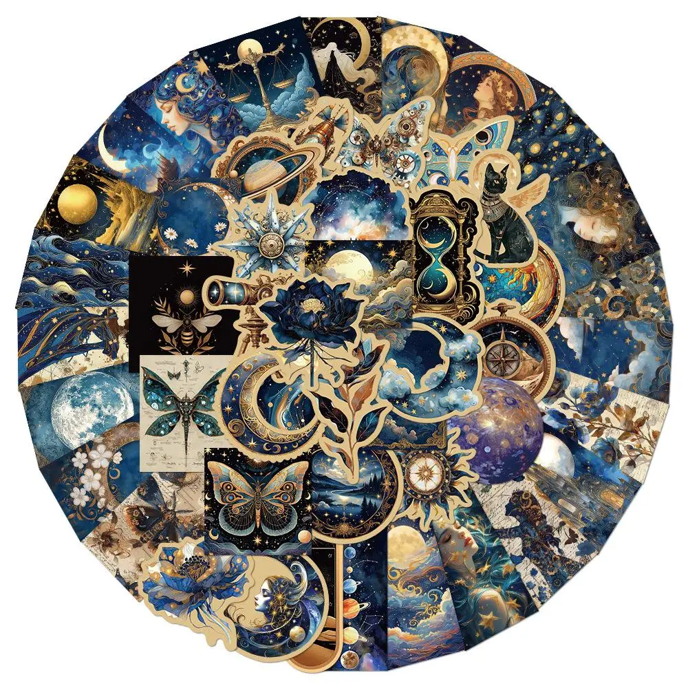 Vintage Cosmic Galaxy Pattern Sticker, Waterproof Butterfly & Graffiti Pattern Sticker, Decorative Sticker for DIY Luggage Laptop Skateboard Motorcycl