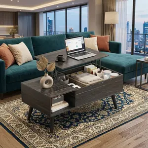 39" Lift Top Coffee Table Rising Tabletop with Hidden Compartment Open Storage Shelf Convertible Small Dining Table Space-Saving Central Table for Living Room Bedroom Small Space