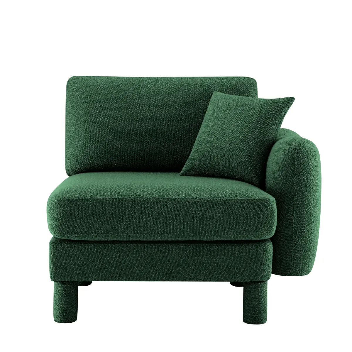 Lucas RSF Sturdy Modern 1-Person Office Comfy Couch - Green Boucle Polyester Upholstery Sofa with Curved Arms, Cylindrical Legs, Soft Cushioning, Foam & Compliant Toss Pillow, 39.00x35.82x35.04in Indoor Guest-Hosting Furniture