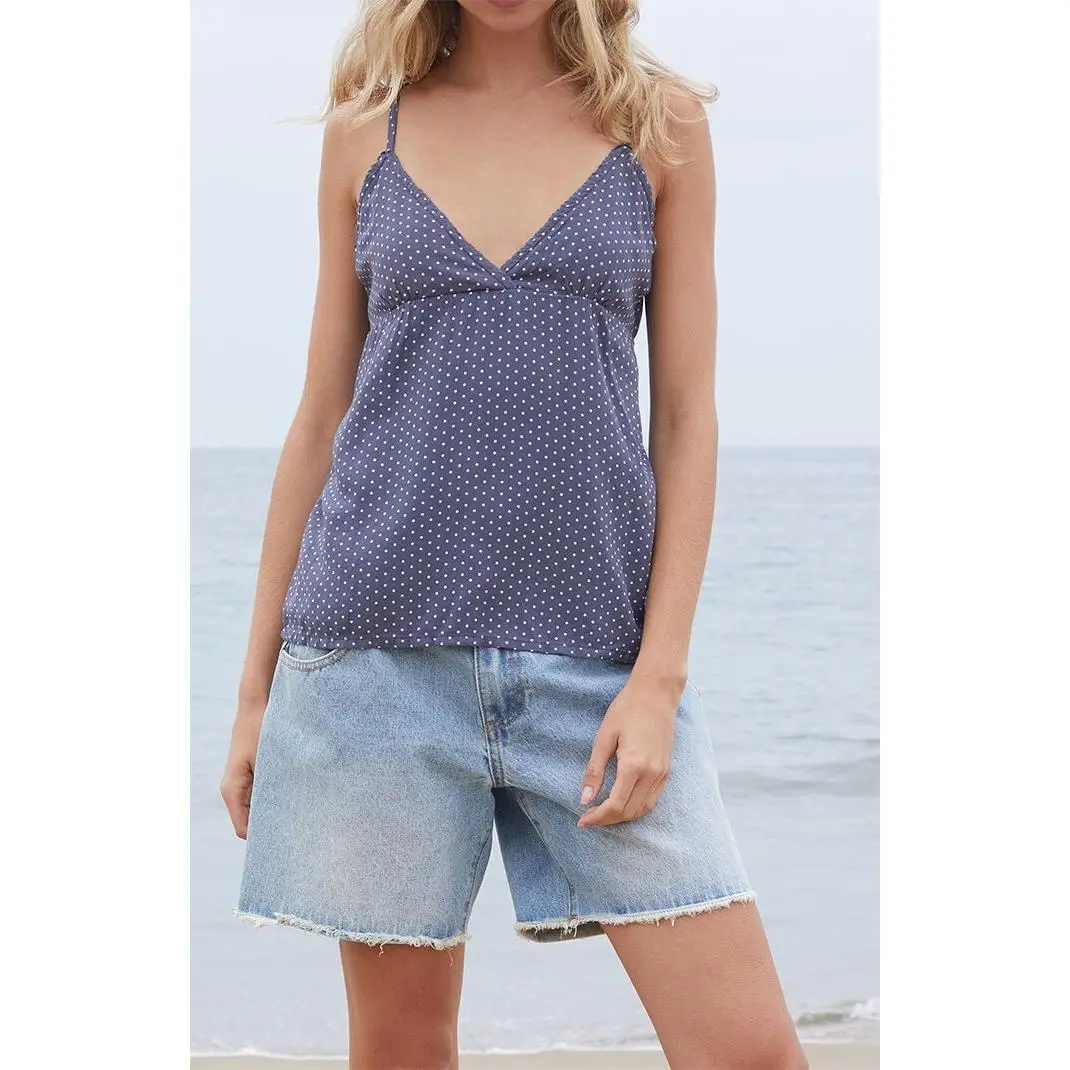 John Galt Women's Navy Polka Dot Edith Tank Top